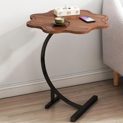 Masa design floare, picior curbat, pentru laptop sau cafea, în stil modern minimalist 25x30x60cm