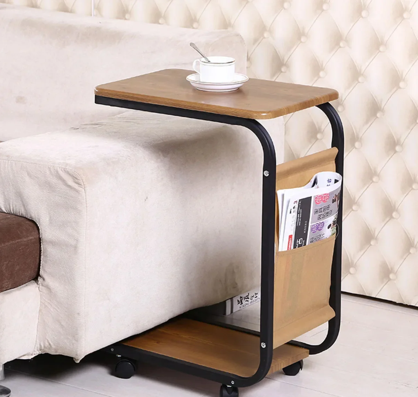 Masa laterala multifunctionala cu raft pentru carti, design modern si practic