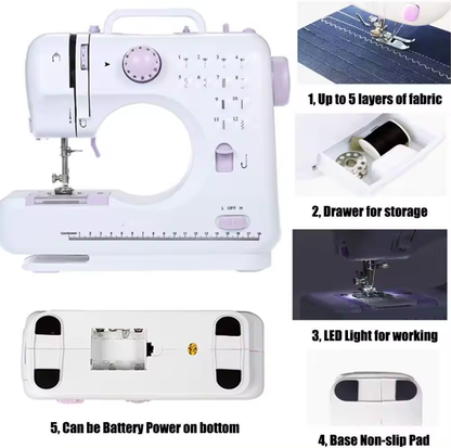 Masina de cusut multifunctionala cu accesorii portabila FHSM-505