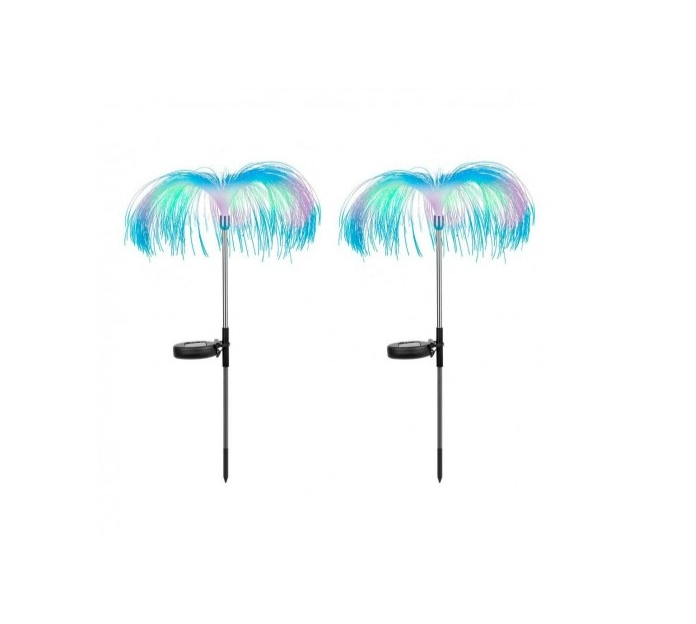 Set 2 x Lampa solara tip meduza, fibra optica LED RGB