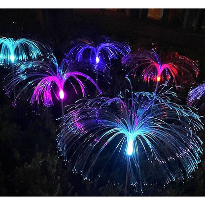 Set 2 x Lampa solara tip meduza, fibra optica LED RGB