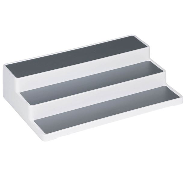 Raft pentru mirodenii 3 nivele, Plastic, Alb Gri 36.5x24x8.5cm