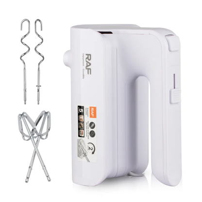 Mixer de mana RAF, 800W, 5 viteze, 22000rpm, Rosu/Alb