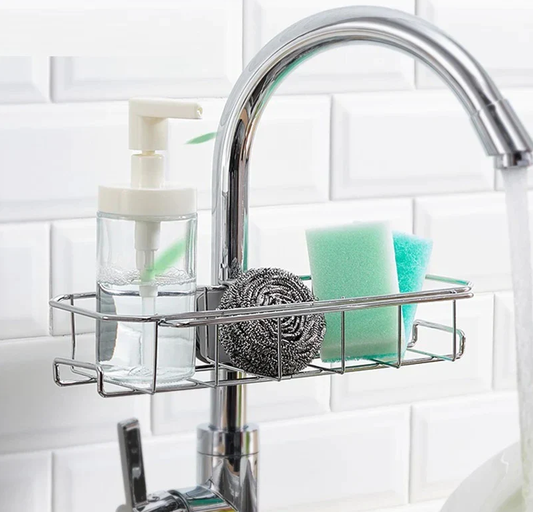 Organizator pentru chiuveta cu prindere pe robinet, otel inoxidabil