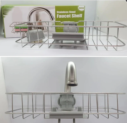 Organizator pentru chiuveta cu prindere pe robinet, otel inoxidabil