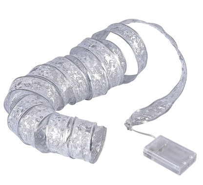 Instalatie panglica luminoasa pentru bradul de Craciun, lumina calda - auriu, argintiu, rosu - 5M