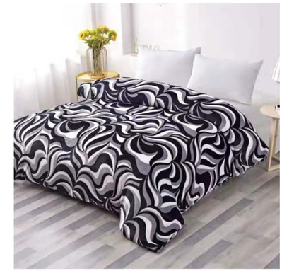 Patura cocolino moale si pufoasa pentru 2 persoane, 200X230 cm, gri/negru/alb Valuri