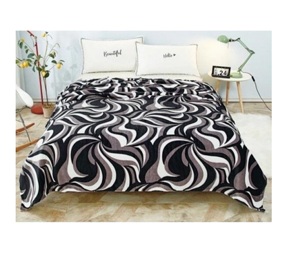 Patura cocolino moale si pufoasa pentru 2 persoane, 200X230 cm, gri/negru/alb Valuri