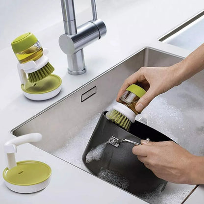 Perie de vase cu dozator detergent si suport depozitare