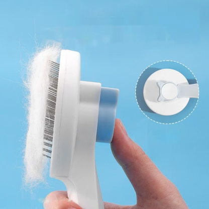 Perie par animale, cu buton autocuratare si peri masaj