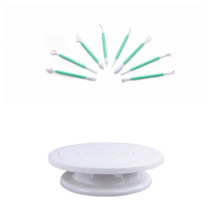 Platou rotativ+ set 8 ustensile pentru decorare prajituri