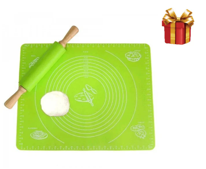 Plansa antiaderenta din silicon pentru aluat+Sucitor rotativ din silicon+CADOU articol bucatarie