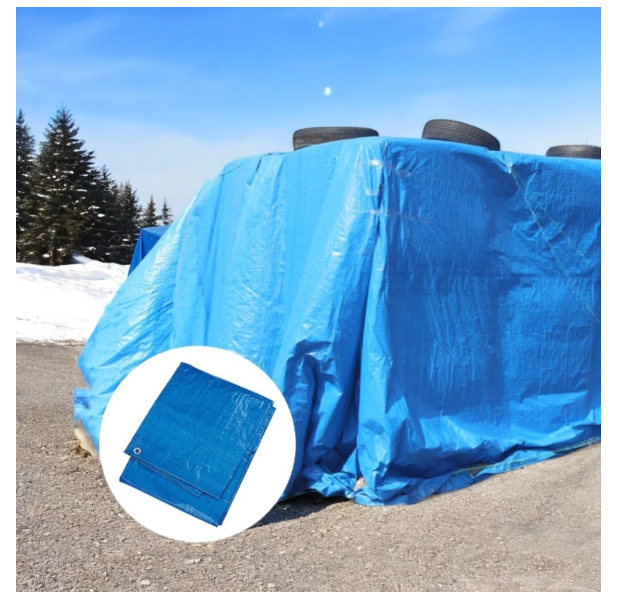 Set 2 x Prelata impermeabila cu inele, 80 gr/mp, dimensiuni: 2 m x 3 m