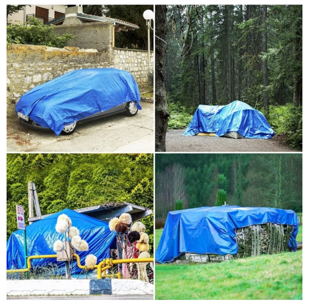 Set 2 x Prelata impermeabila cu inele, 80 gr/mp, dimensiuni: 2 m x 3 m