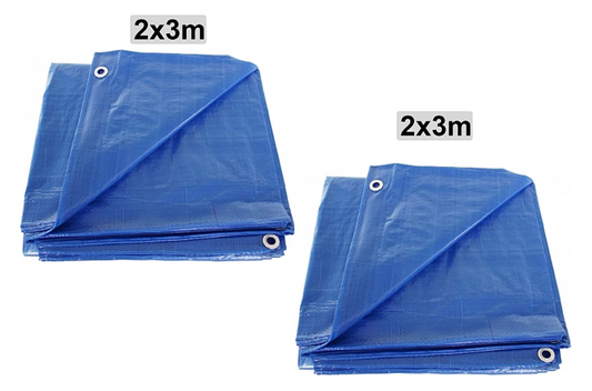 Set 2 x Prelata impermeabila cu inele, 80 gr/mp, dimensiuni: 2 m x 3 m