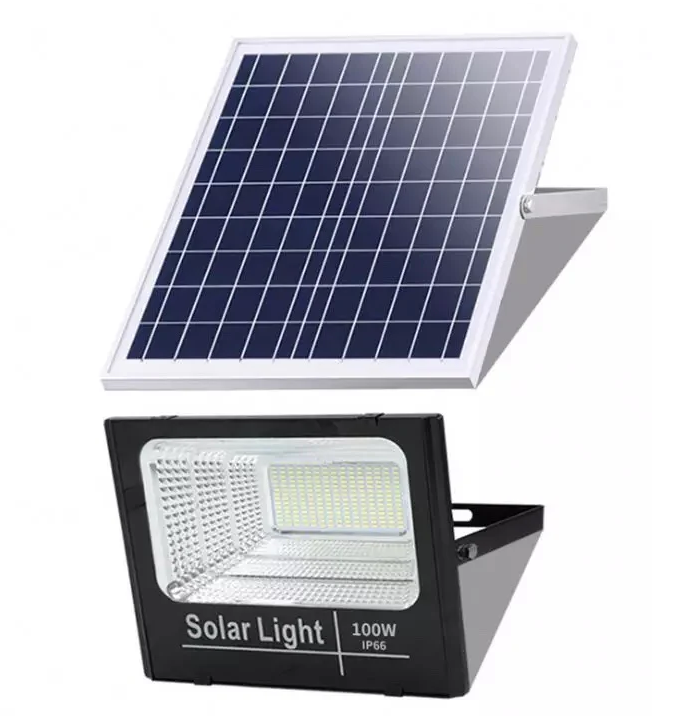 Proiector LED 100W cu panou solar, telecomanda inclusa