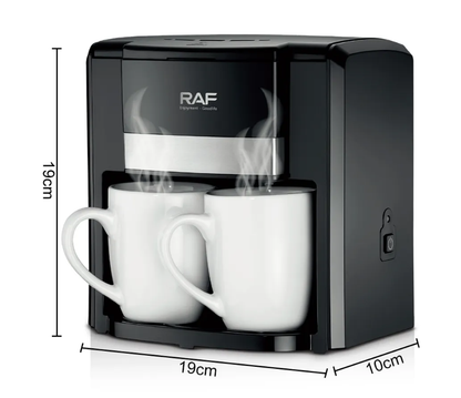 Aparat de Cafea RAF 1000W cu 2 Cani ceramice si Lingura de masurare Incluse, 420ml