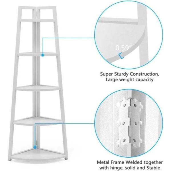Raft De Colt Cu 5 Polite, Alb ,52 x 34 x 150 cm