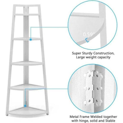 Raft De Colt Cu 5 Polite, Alb ,52 x 34 x 150 cm