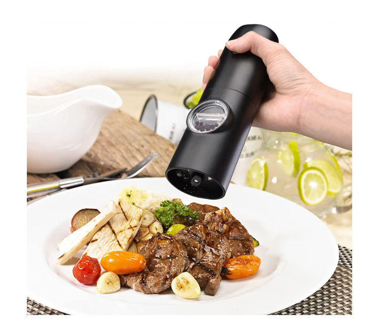 Set 2 rasnite electrice sare si piper, stand incarcare USB, perie curatare, Indicator LED, Grosime reglabila