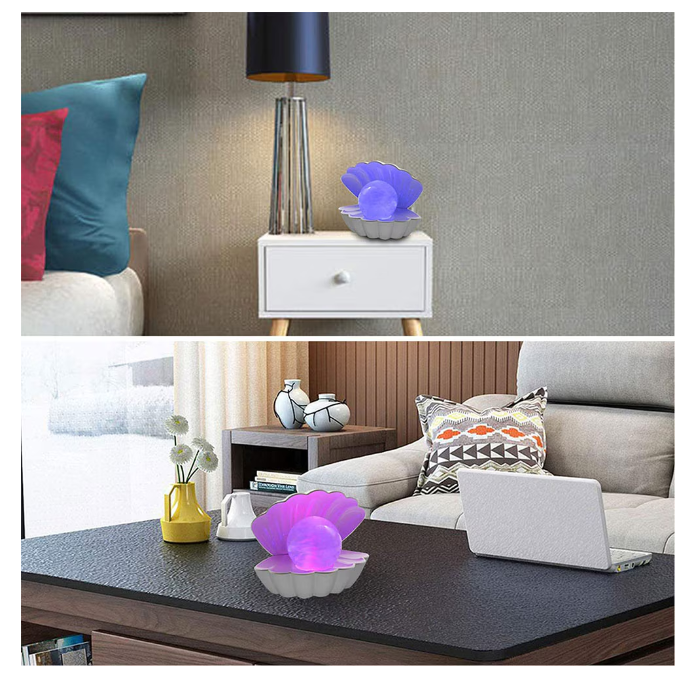 Lampa De Veghe Multicolora In Forma de Scoica Cu Perla In Interior