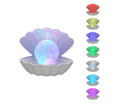 Lampa De Veghe Multicolora In Forma de Scoica Cu Perla In Interior