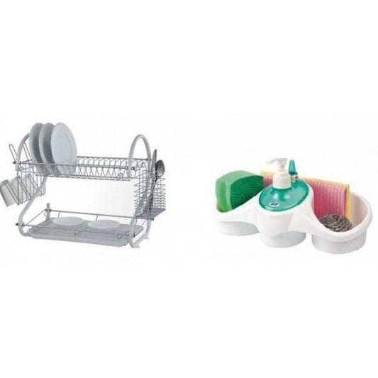 Set bucatarie: suport vesela cu tavita de uscare + dispenser detergent de vase