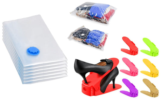 Set organizare: 5 saci vidat 50x60 cm + 10 organizatoare incaltaminte