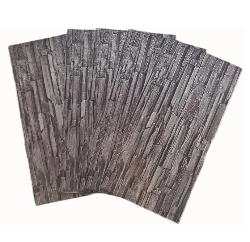 Set 10 Bucati tapet autoadeziv 3D 30X60 cm model piatra bej-gri