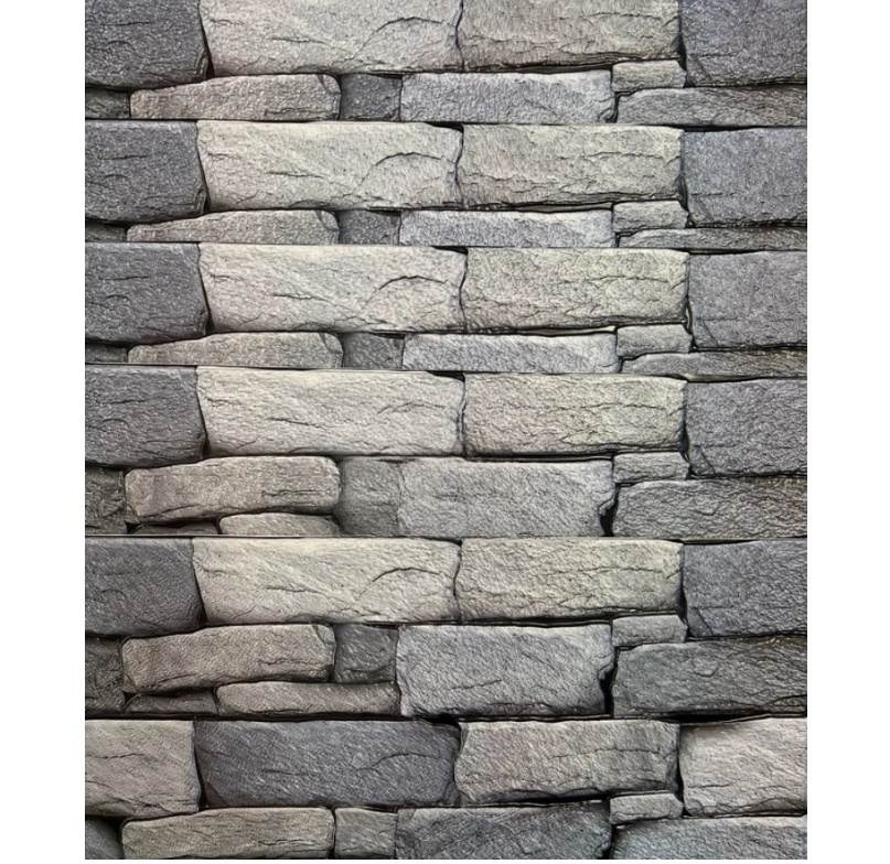 Set 10 Bucati tapet autoadeziv 3D 30X60 cm model piatra gri-inchis/gri-deschis