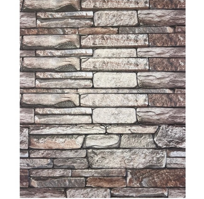 Set 10 Bucati tapet autoadeziv 3 d 30X60 cm model piatra bej-maro