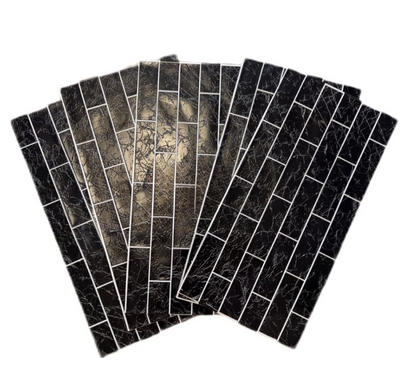 Set 10 Bucati tapet autoadeziv 3D 30X60 cm model caramida culoare neagra