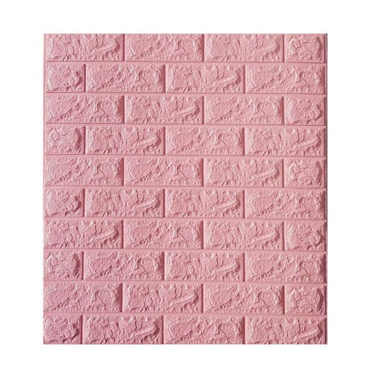 Set 10 x Tapet autoadeziv 3D, 77 x 70 cm caramizi roz