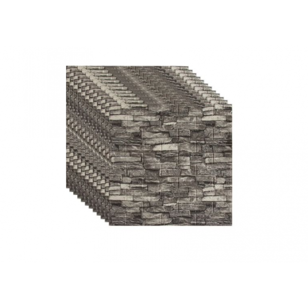 Set 10x Tapet adeziv caramida gri, 77 x 70 cm, spuma moale 3D