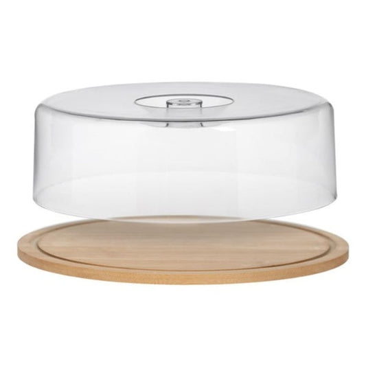 Suport tort din bambus cu capac din plastic