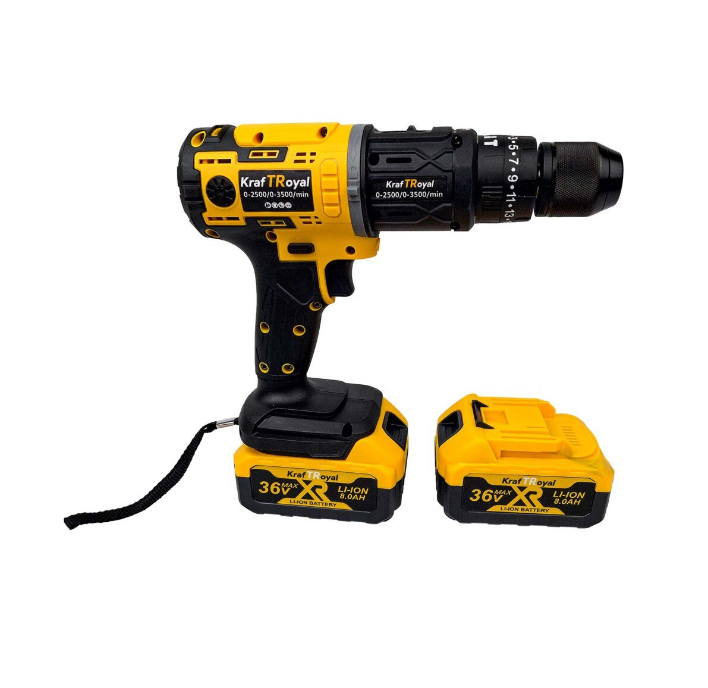 Trusa KrafTRoyal 5 in 1, 36V, 8Ah, 2 Acumulatori, Autofiletanta, Impact, Flex, Rotopercutor, Pistol De Spalat