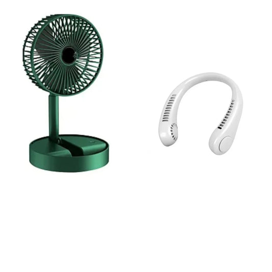 Ventilator portabil de masa cu incarcare prin USB + Ventilator de gat portabil